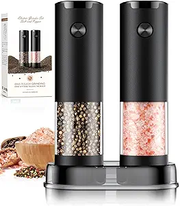 Electric Salt and Pepper Grinder Set Automatic Battery Pepper Mill Shakers Adjustable Coarseness Upgraded Larger Capacity with Led Home and Kitchen Appliances Christmas Gifts for Women