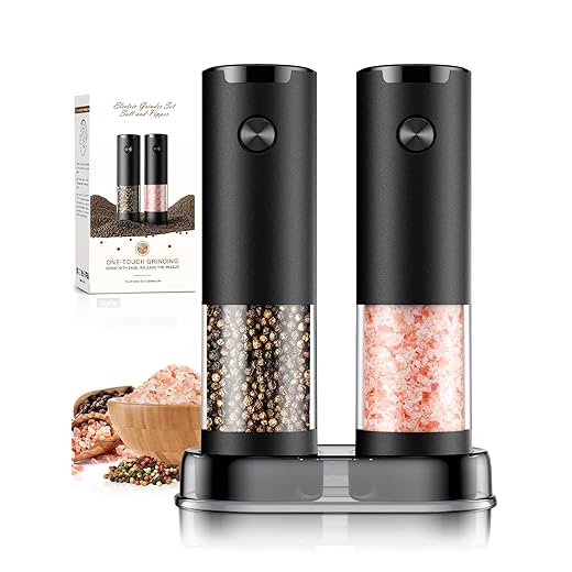 Electric Salt and Pepper Grinder Set Automatic Battery Pepper Mill Shakers Adjustable Coarseness Upgraded Larger Capacity with Led Home and Kitchen Appliances Christmas Gifts for Women