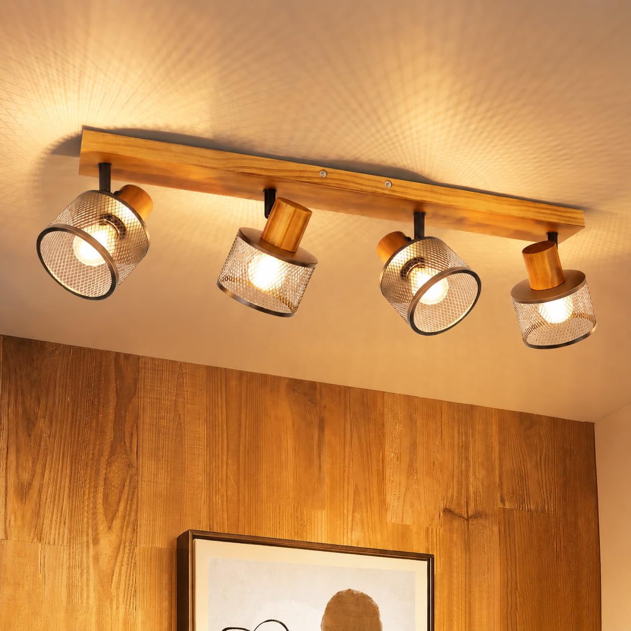 ZMH Deckenstrahler 4 flammig Deckenlampe Vintage Spots Deckenleuchte Küche | E14 Deckenspots in Schwarz Küchenlampe Metall Industrial Spotleuchte für Wohnzimmer Schlafzimmer - Ohne Leuchtmittel