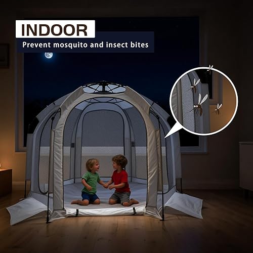 Miniatura 6 de Corralito para bebés con toldo, tienda portátil de playa para bebés, patio de juegos para niños pequeños en interiores y exteriores, mosquitera
