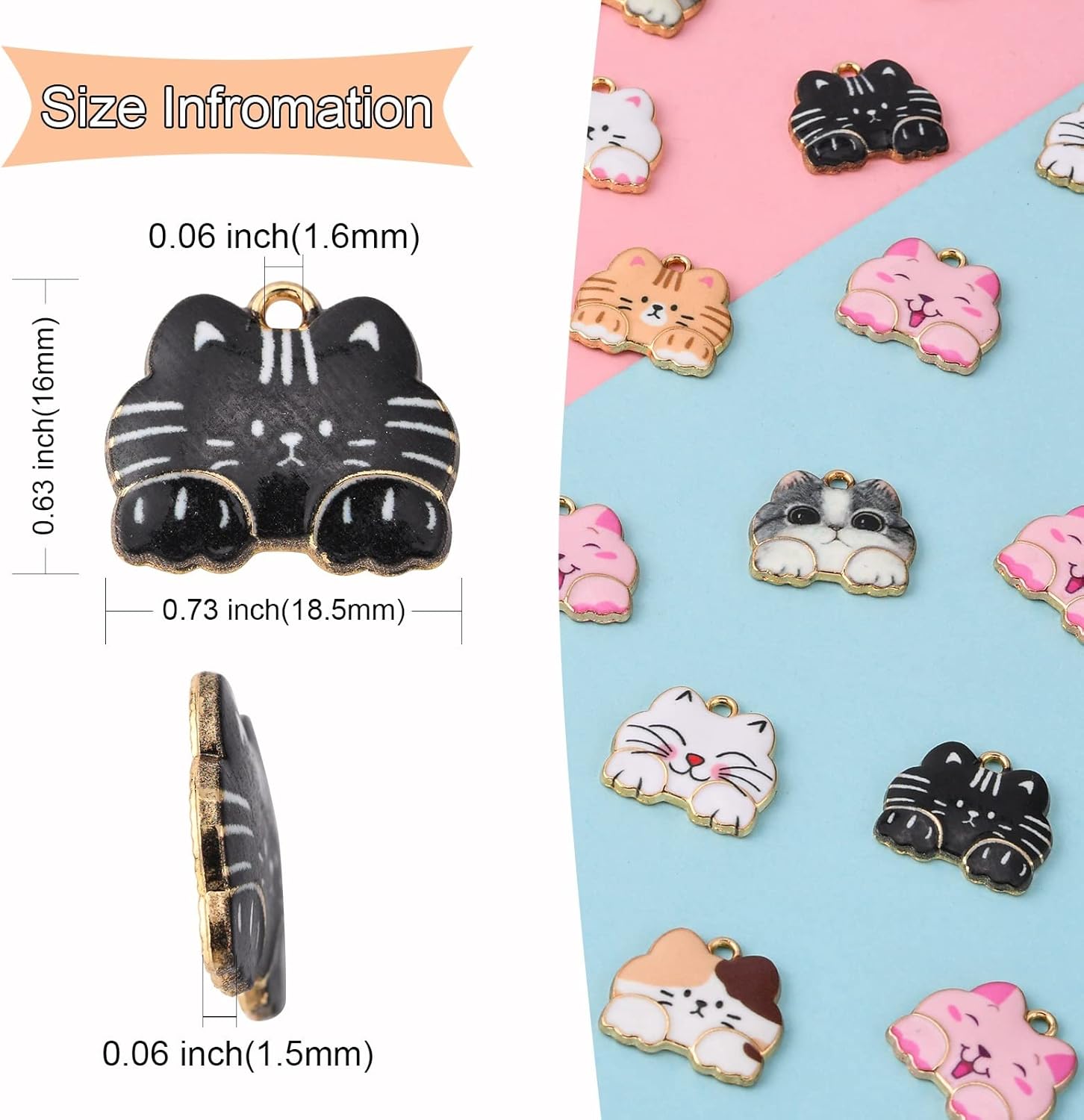 DanLingJewelry 35pcs 7 Colors Alloy Enamel Pendants Cute Cat Charms Enamel Kitty Charms with Loop for DIY Handmade Jewelry Making : Arts, Crafts & Sewing