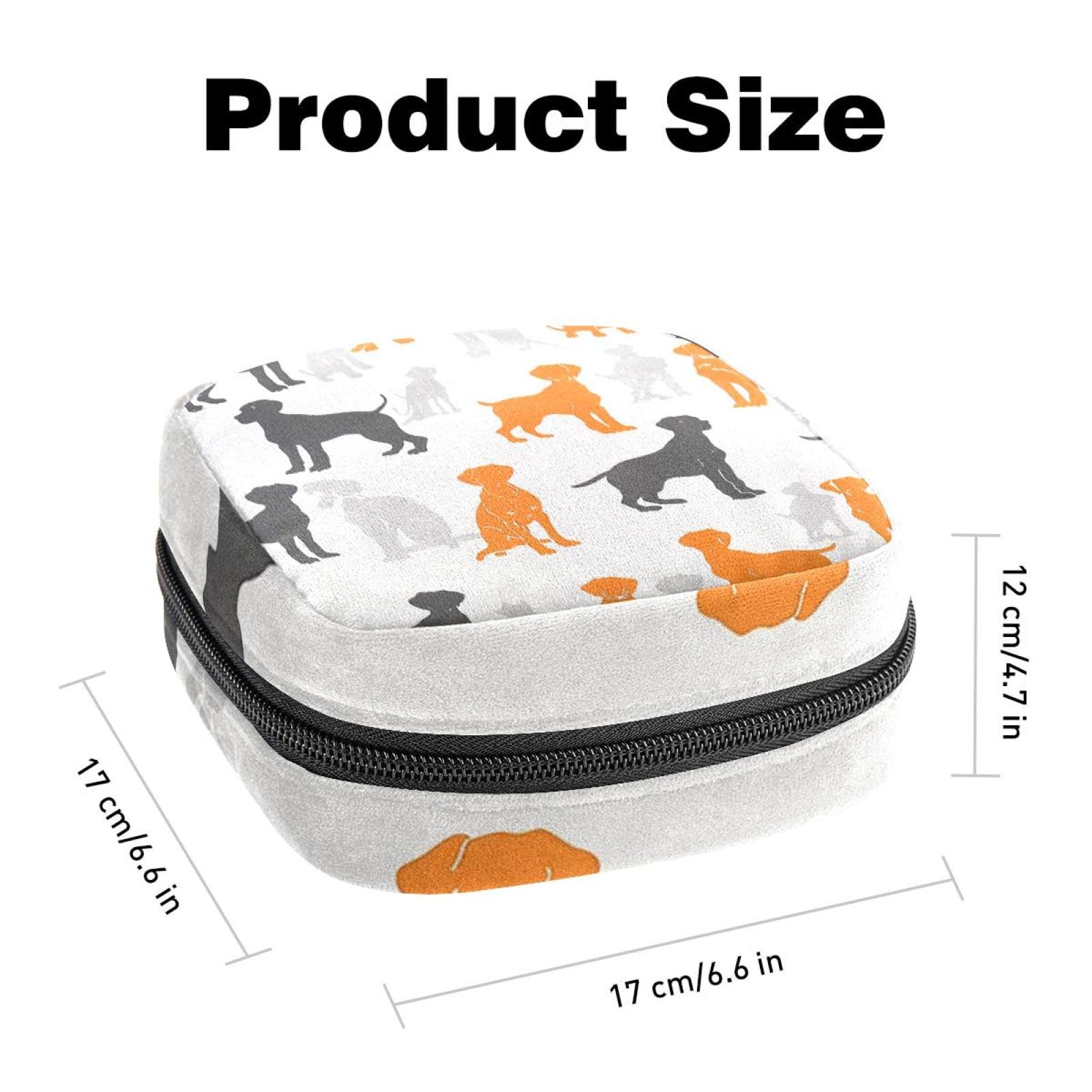 WOSHJIUK Period Bag,Sanitary Napkin Storage Bag,Dog Silhouette Floral,Tampon Bag for Purse