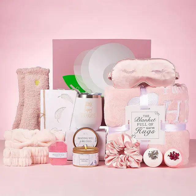 YMing Get Well Fast Spa Gift Basket with Luxury Flannel Blanket - Beterschap Mand