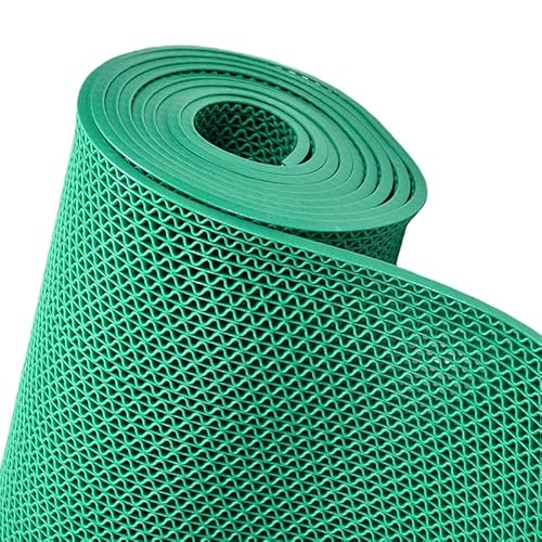 滑り止めマット ゴムマット 厚さ5mm PVC材質 防カビ 抗菌 自由カット 屋内 屋外 浴槽内滑り止めシート 浴室 プール 玄関 通路 家庭用 業務用 介護用 (幅0.9m×長さ1m,グリーン)