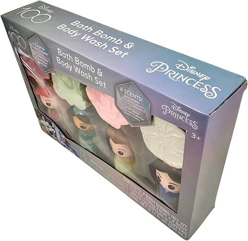 Miniatura 4 de Disney Princess - Juego de bombas de baño y gel de baño, juego de 8 piezas con 4 gel de baño perfumado y 4 bombas de baño, 4 dijes sorpresa y 4