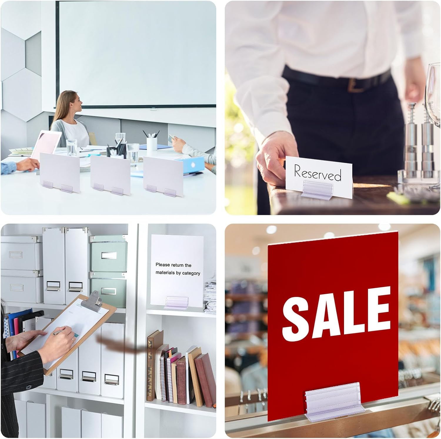 12 PCS Sneeze Guard Holder, Self-Adhesive Sneeze Holder, Sign Holder Stand, Desk Privacy Panel Holder for Students, Office, Desk Table Counter (Transparent) - Image 7