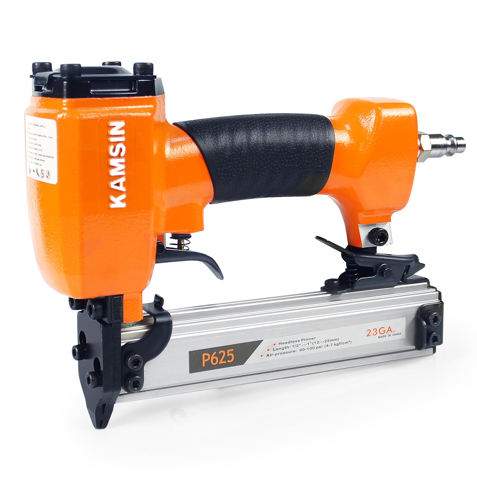 P625 23 Gauge Pneumatic Pin Nailer Accepts 3/8" to 1" Pin Nails, Headless Pinner/Pin Nail Gun for Cabinet, Windows, Doors, and Woodworking