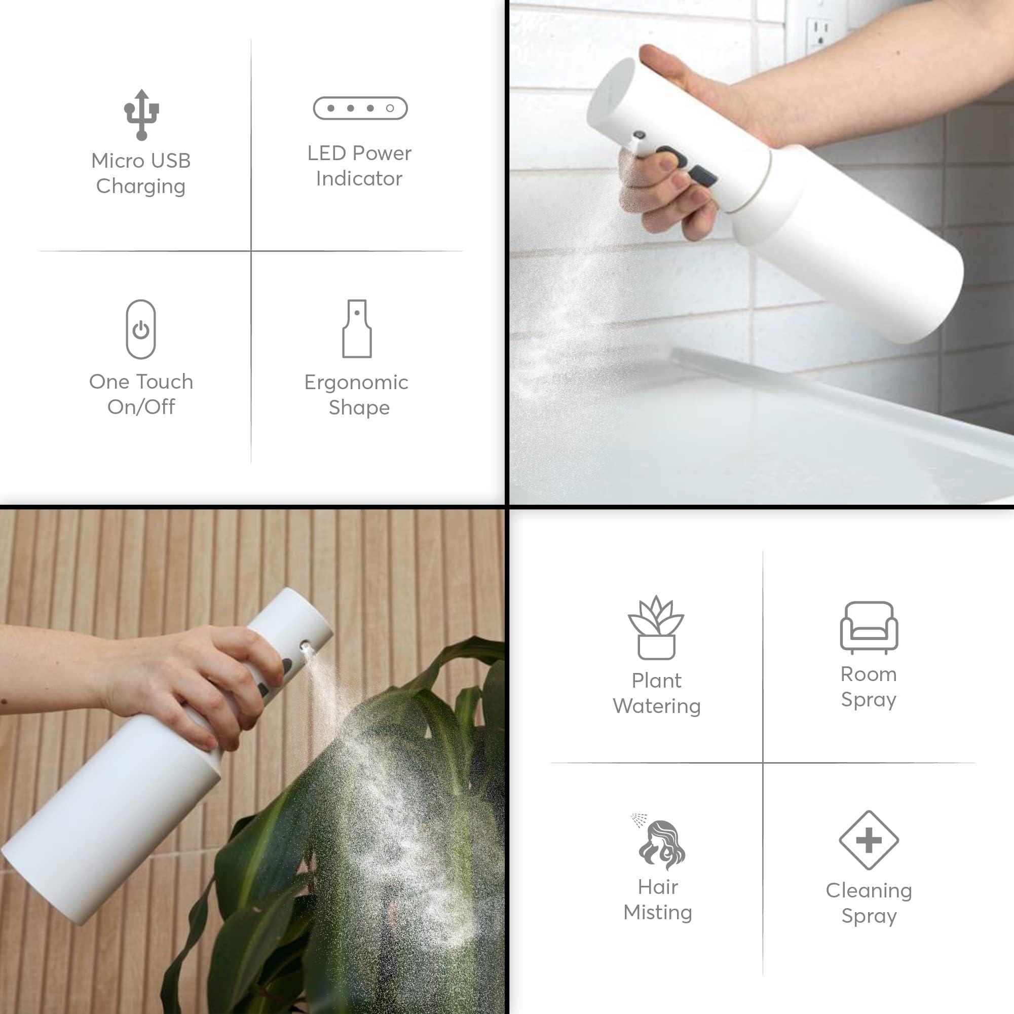 Qcwwy Arrosoir électrique de Jardinage, Flacon Pulvérisateur de Brume de Fleurs Portatif de 750 Ml, Arrosoir pour Plantes en Pot, Arroseur de Jardin pour bonsaï, Arrosage des Plantes,