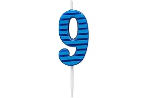 Papyrus Number 9 Birthday Candle, Blue Stripes - The Perfect Birthday Accessory