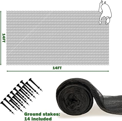 Miniatura 2 de POYEE Red de estanque para hojas, 14 x 14 pies, red de cubierta de hojas de piscina con malla fina pequeña, protege a los peces Koi de pájaros,