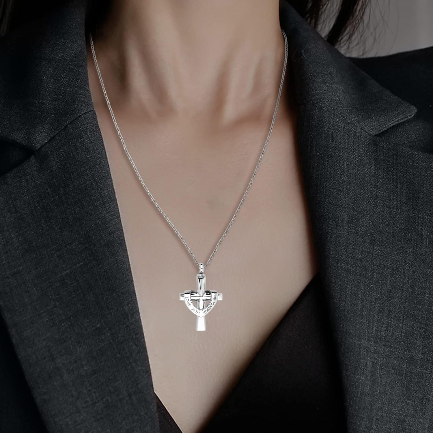 Cremation Cross Urn Necklace for Ashes Love You Forever Dad/Mom/Papa/Son Stainless Steel Urn Pendant Ashes Holder Memorial Jewelry - Image 6