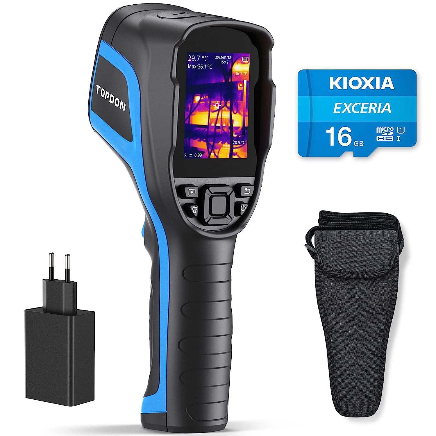 TOPDON Wärmebildkamera TC004, 256x192 IR Auflösung, Professional Handheld Infrarotkamera Tragbare Thermokamera mit PC-Analyse & Videoaufzeichnung Unterstützt, 16GB SD-Karte, 12 Stunden Akkulaufzeit