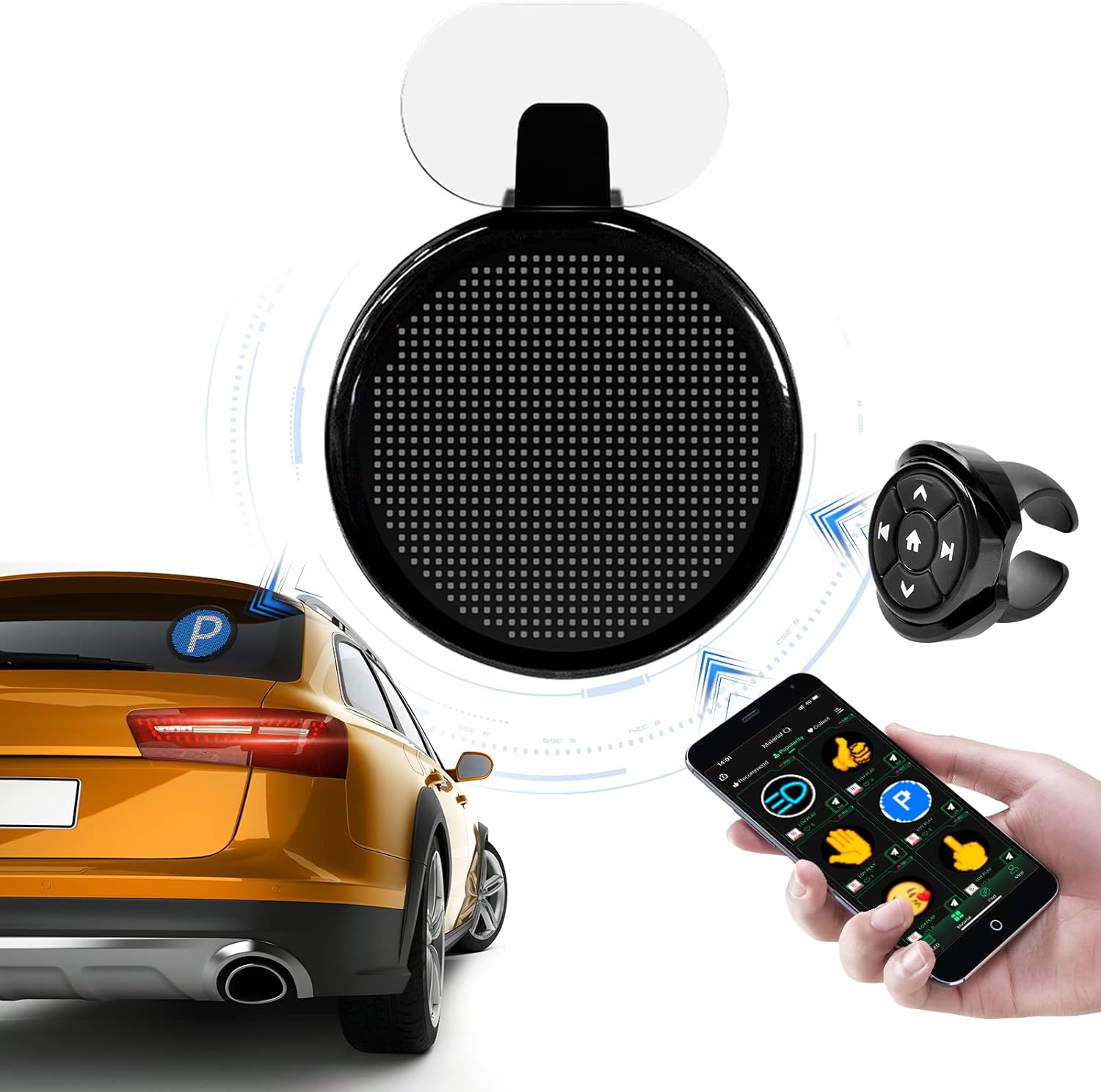 Funny Back Window Sign，Bluetooth App Control LED Sign，Programmable Customizable Text Pattern LED Screen，with Remote Control