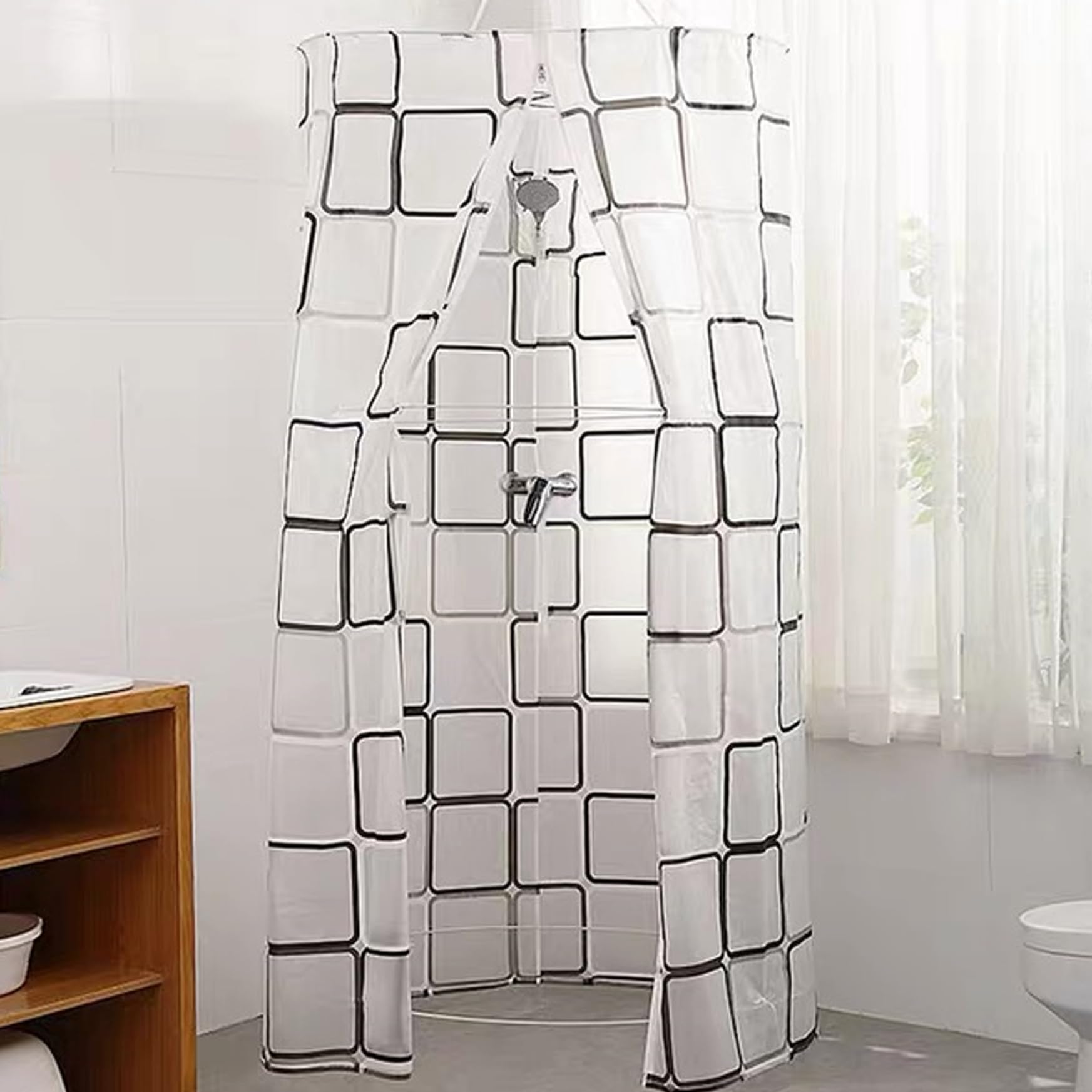 Winter Duschvorhang 39 x 79 Zoll, Kälteisolierung & Wasserdicht, Runder Dome Design mit Doppelreißverschluss, Hängender Winter Duschvorhang