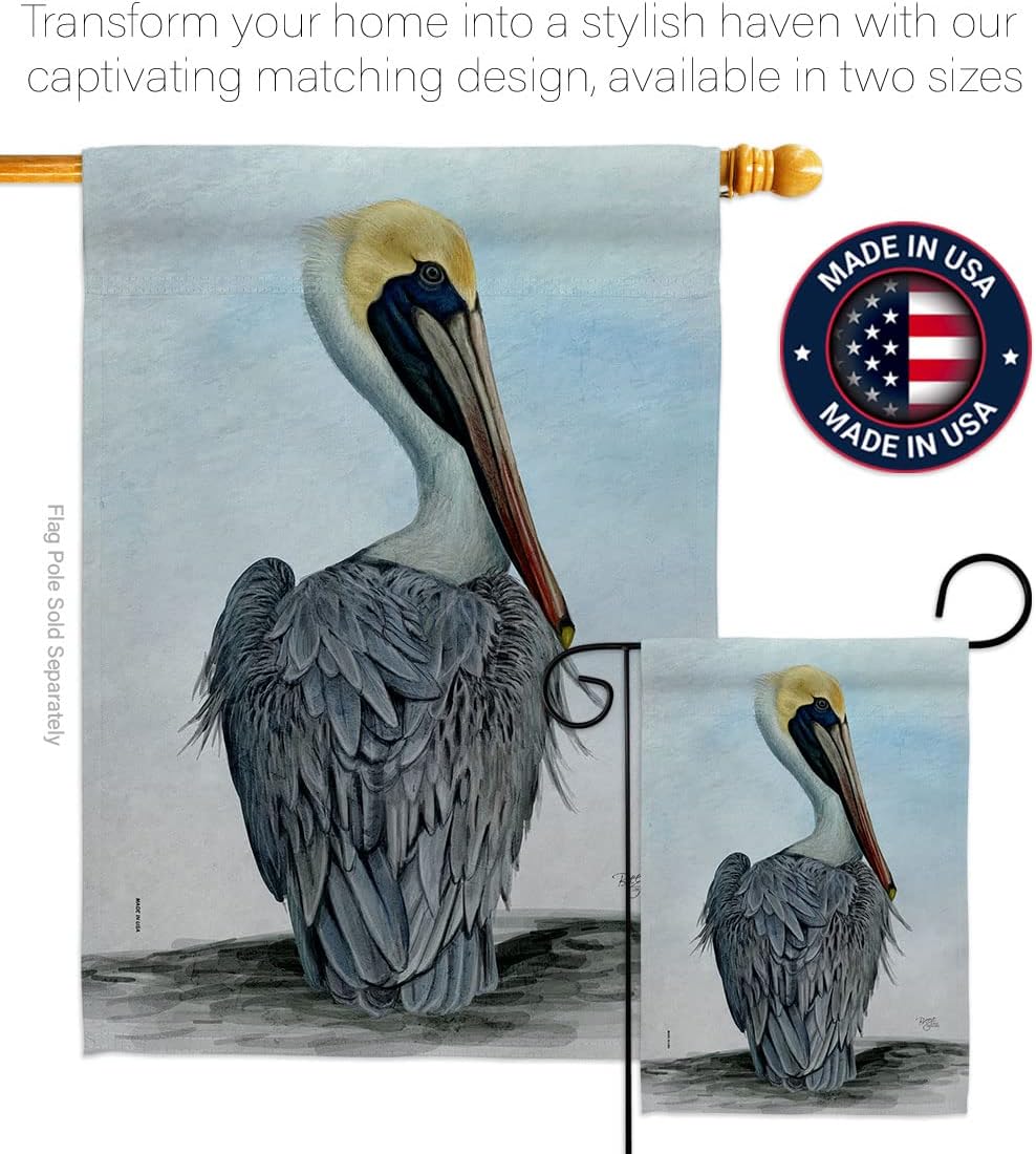Breeze Decor Pelican House Flag Animals Bird Flamingo Hummingbird Cardinal Peacock Springtime Natural Wildlife Decoration Banner Small Garden Yard Gift Double-Sided, Made in USA