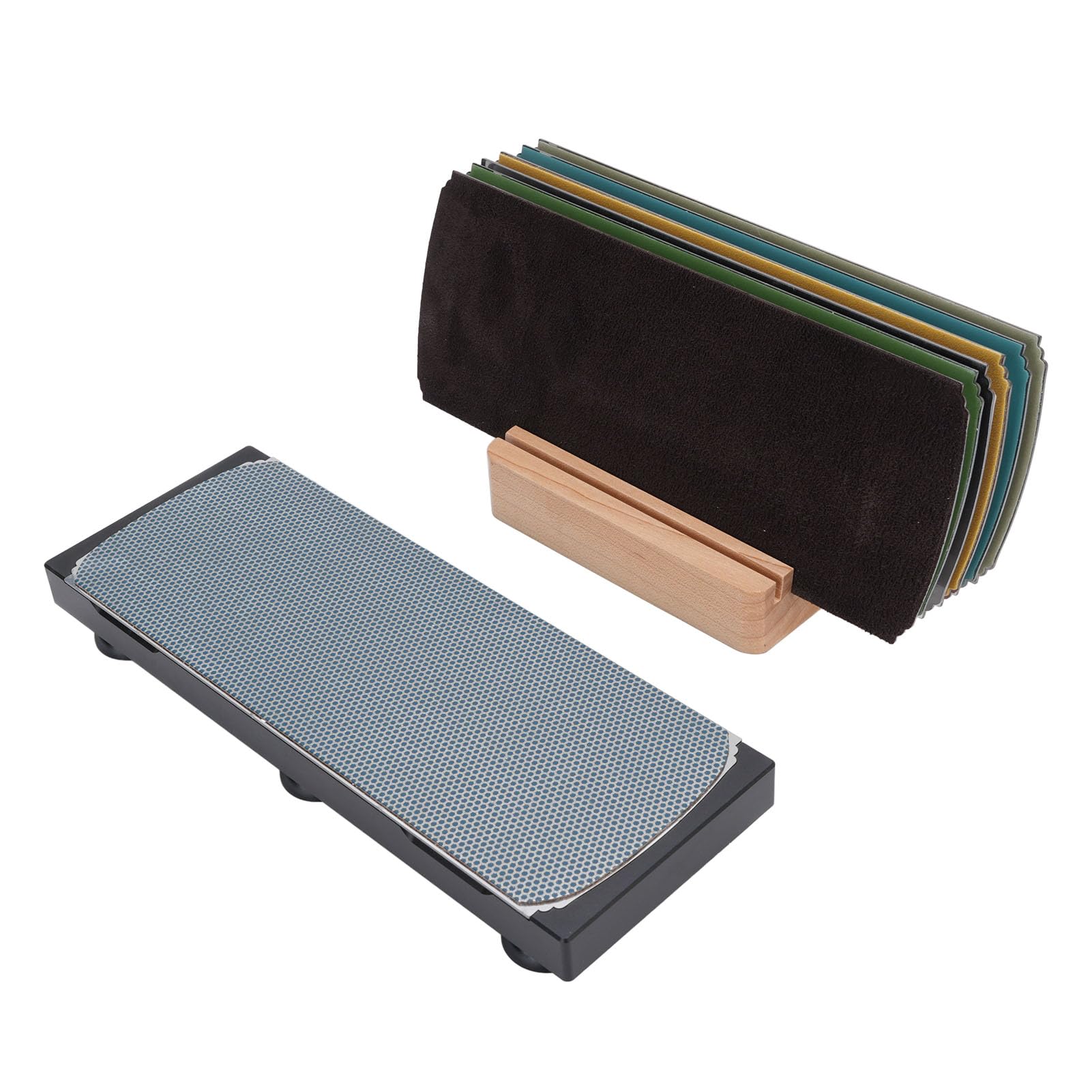 Zerodis Foglio per Affilare Lame in Pelle, Kit per Affilare Pietra per da 7 Pezzi, Affilatore Diamantato per Lucidatura a Specchio Grana 8000, Elevata planarità 0,015 Mm per Chef di Cucina e Cuochi