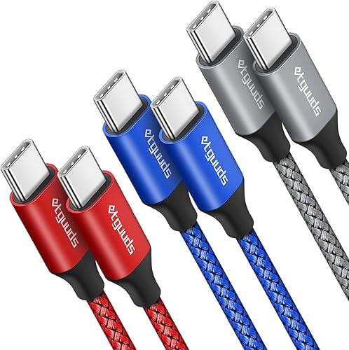 Miniatura 9 de etguuds Cable USB C a USB C de 10 pies, paquete de 3 cables PD de 60 W de carga rápida USB tipo C a tipo C para Samsung Galaxy S23 S22 S21 Ultra W23