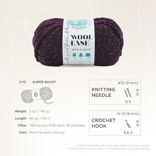 Vista 110 de Lion Brand Yarn Wool-Ease Thick & Quick Yarn - 318.2 ft, Graphite Grafito