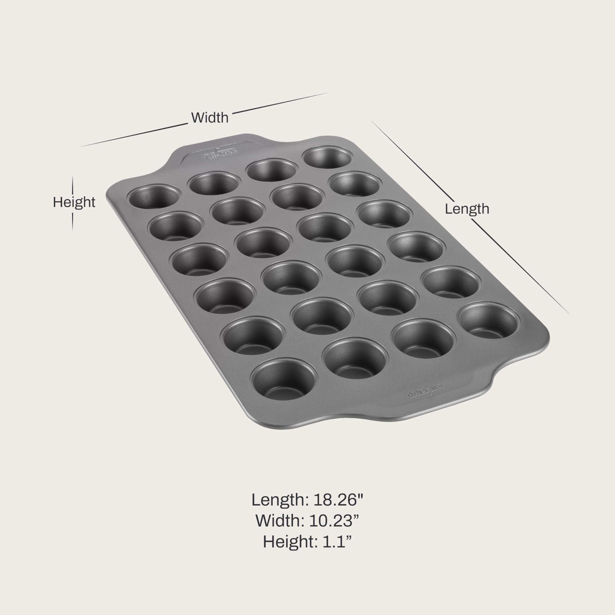 All-Clad Pro-Relelase – Lot de 24 mini moules à muffins antiadhésifs pour la cuisson de muffins, scones et bouchées d'œufs, plaque de cuisson durable renforcée en céramique avec revêtement