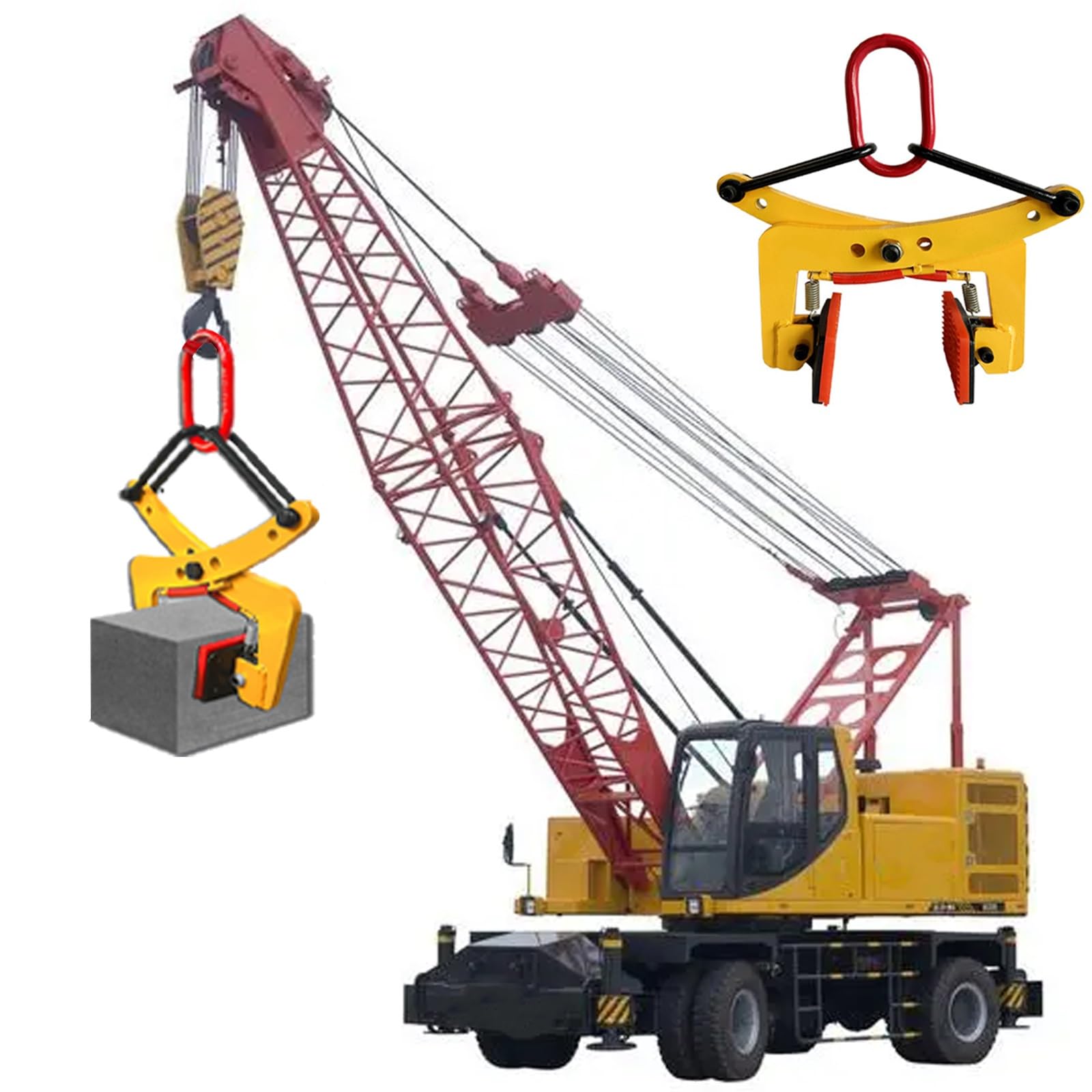 Yellow Lifting Clamps Adjustable Opening Width, Stone Lifting Clamps with Non-slip Chuck, Plate Vertical Clamp for Moving A Variety Of Stone Slabs(Opening Width 2.4-7.1 inch)