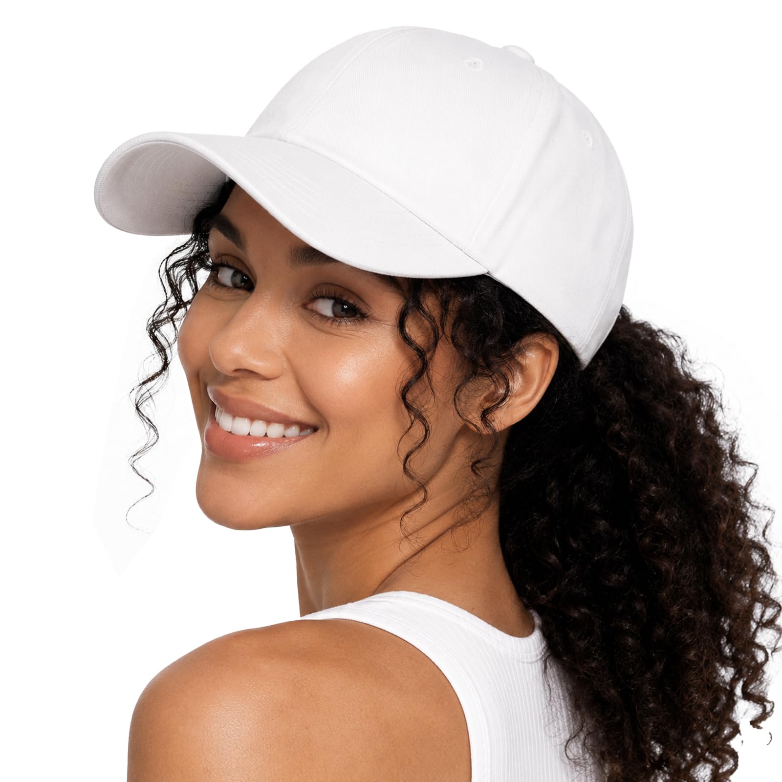 Lvaiz Hats Womens Satin Lined Unstructured Baseball Cap Washed Cotton White One Size