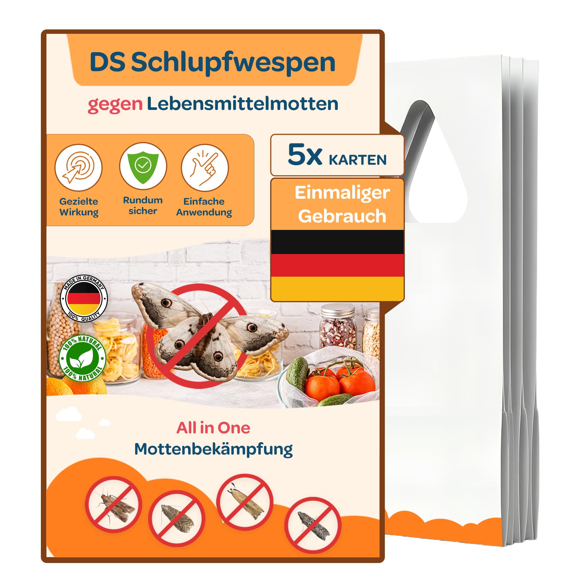 DOLCI SOGNI Ichneumons Anti Mites Alimentaires – Anti Mites Naturel & Puissant – Piège à Mites sans Produits Chimiques – Trichogrammes pour Cuisine, Placard & Garde-Manger – 5 Cartes