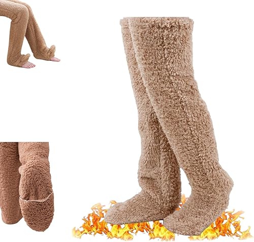 Snuggs - Calcetines acogedores, pantuflas Snugglepaws, calentadores de piernas hasta la rodilla, suaves y cálidos calcetines altos hasta el muslo