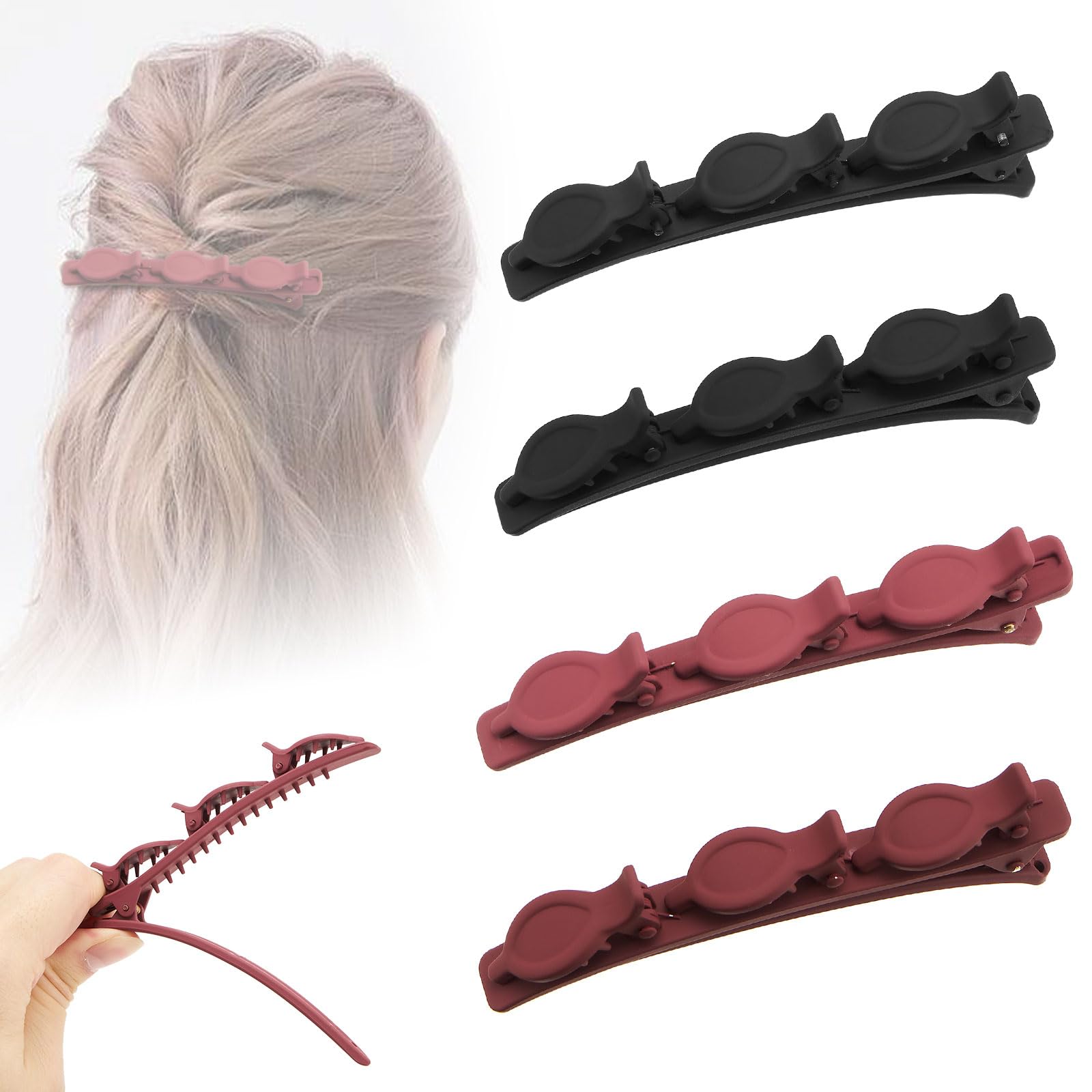 4 Pcs Braided Hair Clips, Elegant Hair Styling Clips, Double Layer Hair Clips for Women and Girls(Style6)