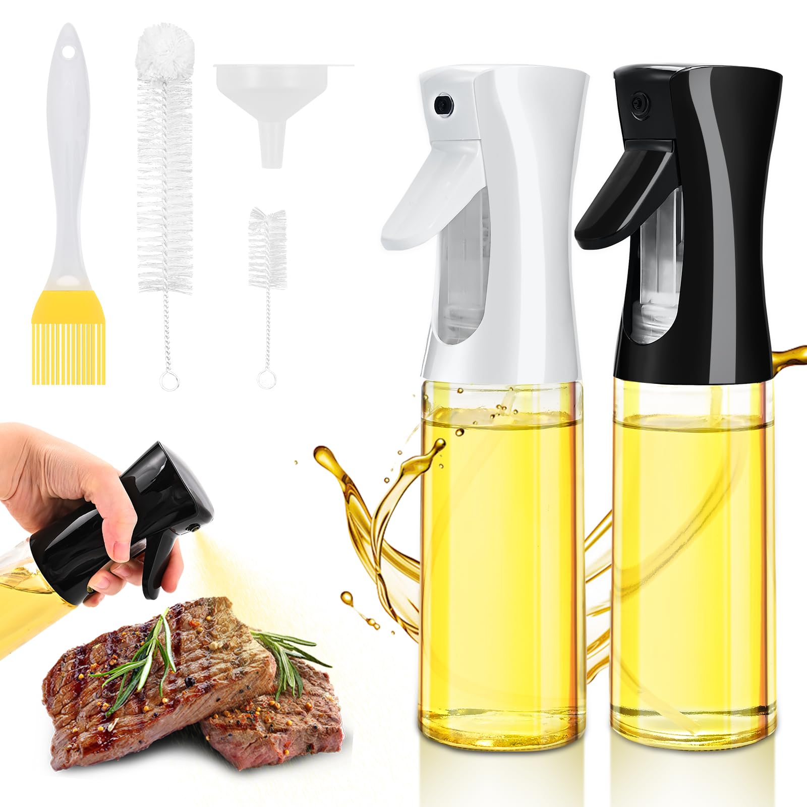 Meilleur Spray Huile Alimentaire Vaporisateur Huile Cuisine Leaflai 180ml Verre - Pulvérisateur Huile Olive Saine Brosse Accessoires Air Fryer