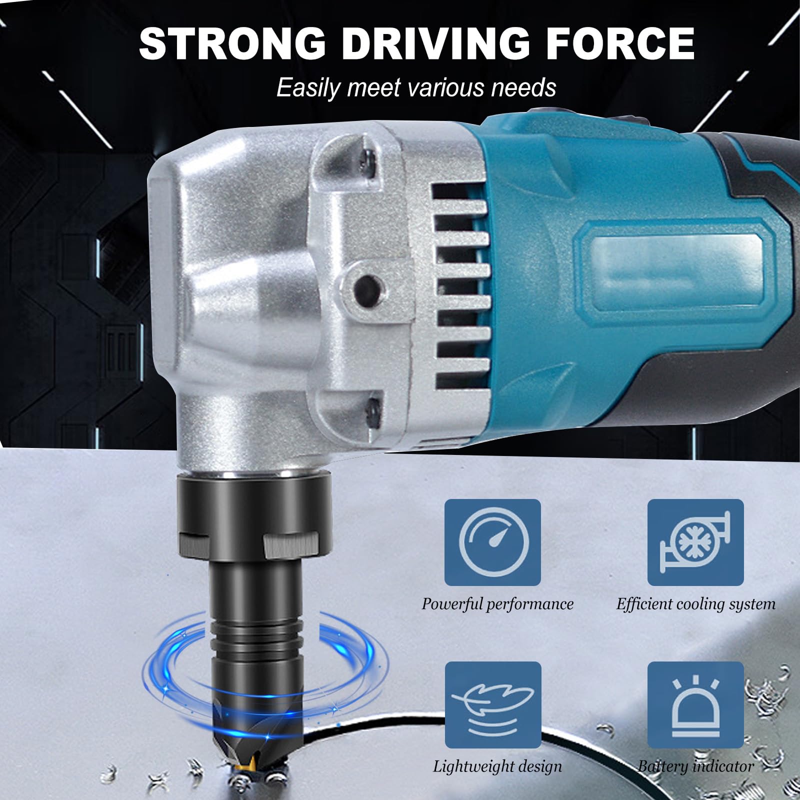 Knabber Blechknabber Kompatibel mit Makita 18V Akku, 950W 3.5m/min 1900SPM Bürstenlose Elektro-Metallschere mit 360° Drehbarer Knabberkop, 3 Stufige Akkubetriebener Metallknabber (ohne Akku)