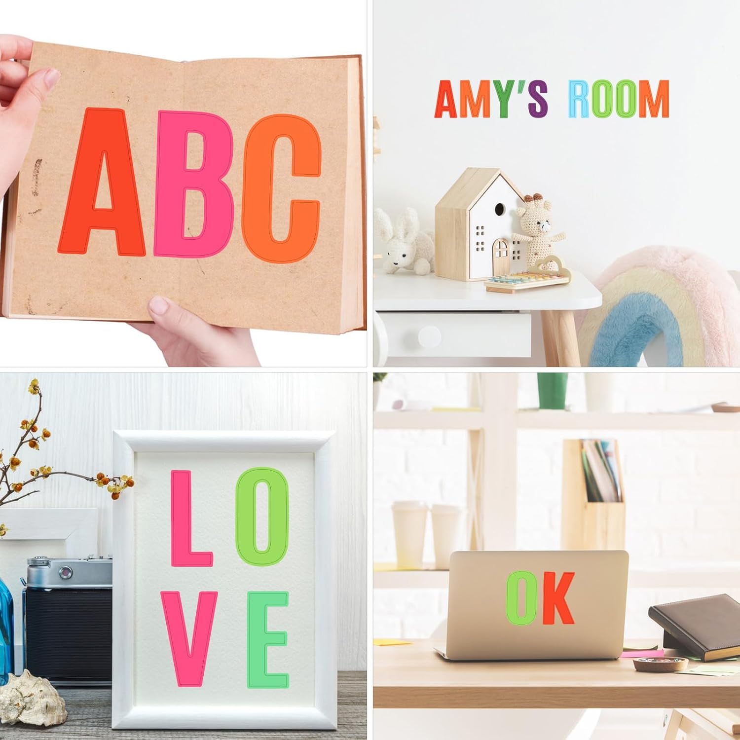 136PCS 4 Inch Colorful Vinyl Letter Stickers, Waterproof Poster Board Letters, Large Self Adhesive Alphabet Wall Stickers for Bulletin, Mailbox, Address Signs, Wall Decor, Classroom, Craft