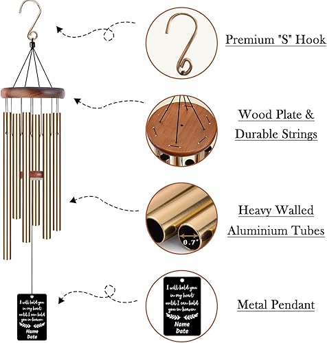 Miniatura 9 de Campanillas de viento personalizadas para regalo conmemorativo por la pérdida de un ser querido, madre, papá, mamá, perro, mascotas, campanillas de