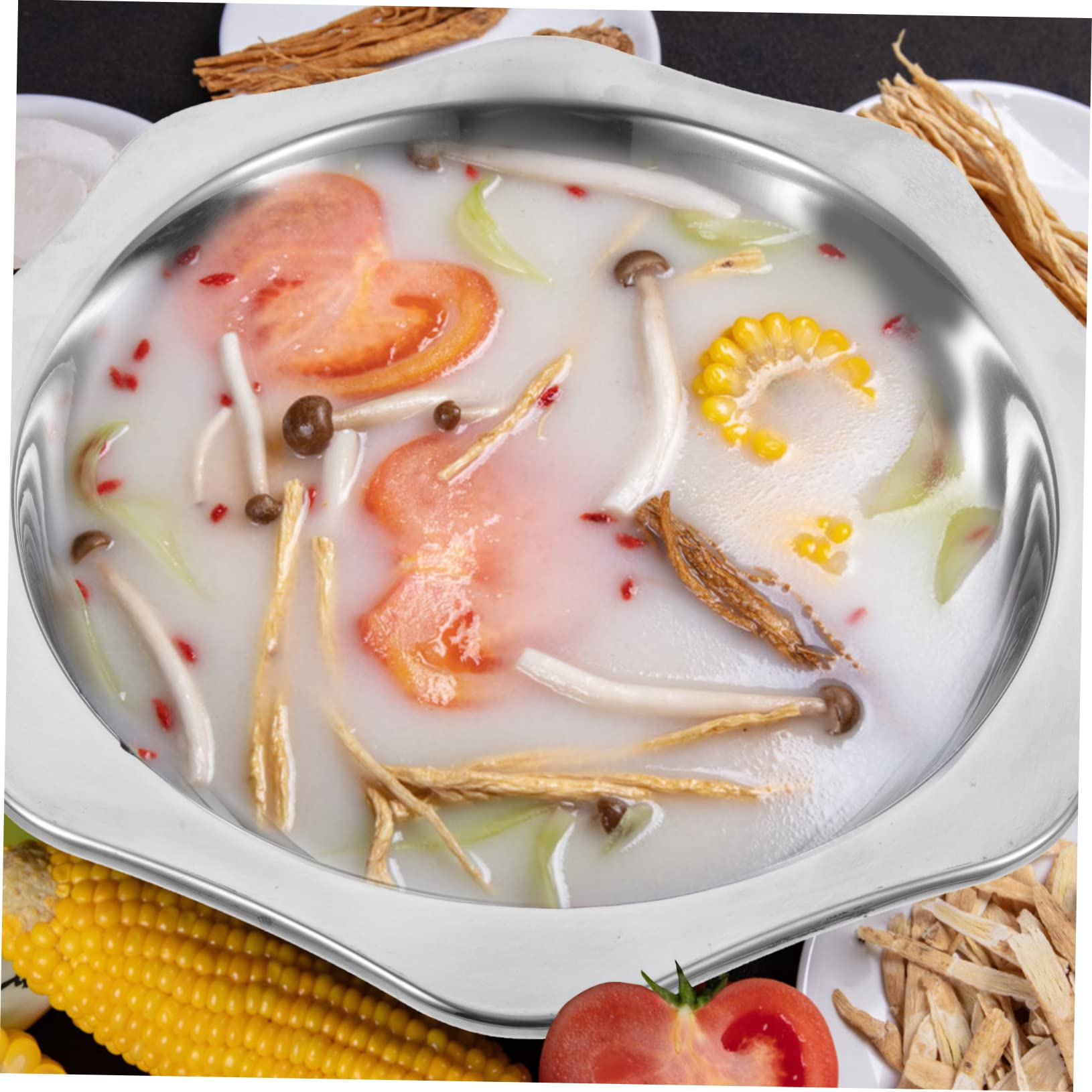 HOLIDYOYO Dry Pot Stainless Steel Easy Use Clean Kitchen Cooking Pan Sturdy Hot Pot Daily Use Practical Design