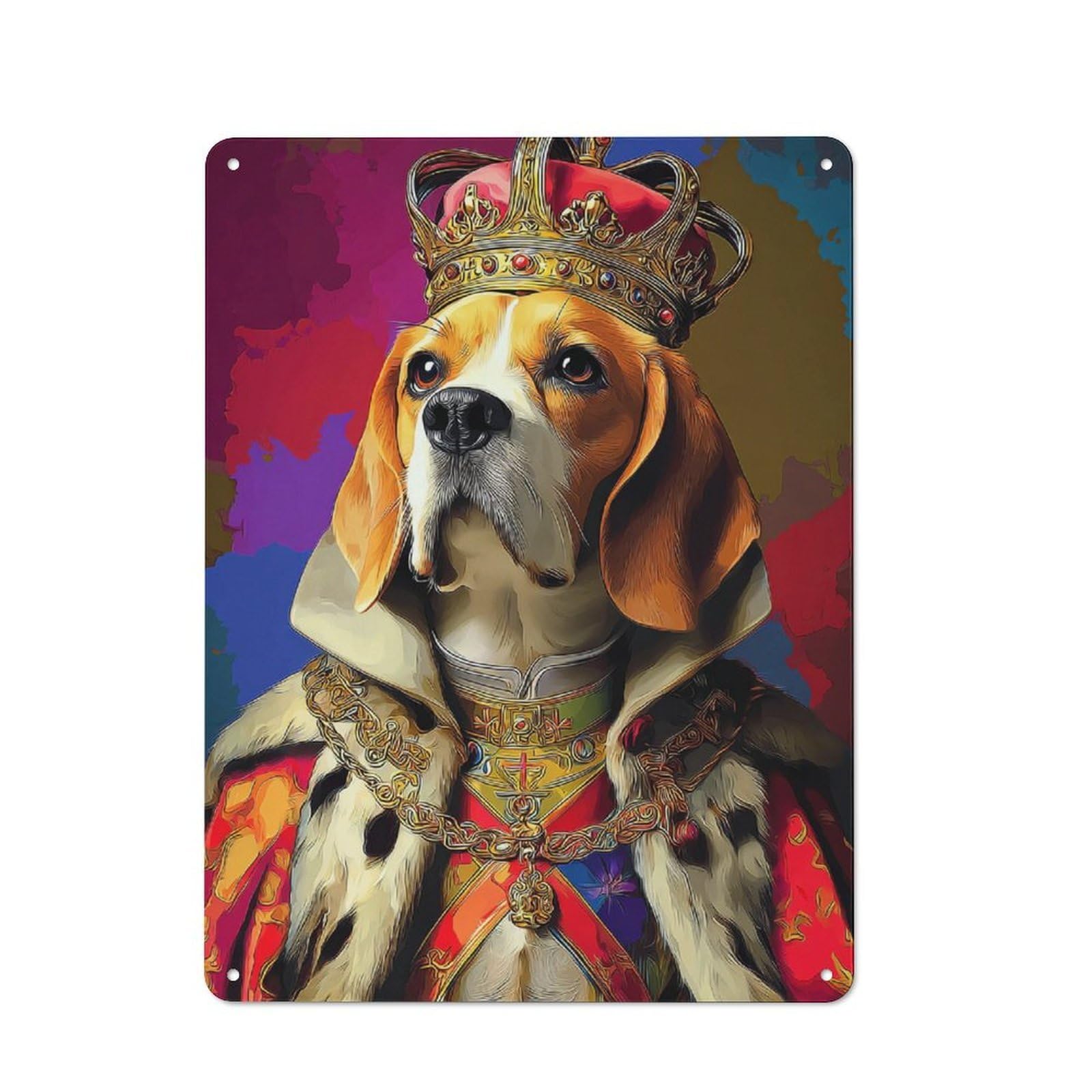 Royal Beagle Majesty Portrait Retro Metal Wall Decor 40x30cm, Tin Wall Sign for Bakery, Diner, Cafe Or Family Room