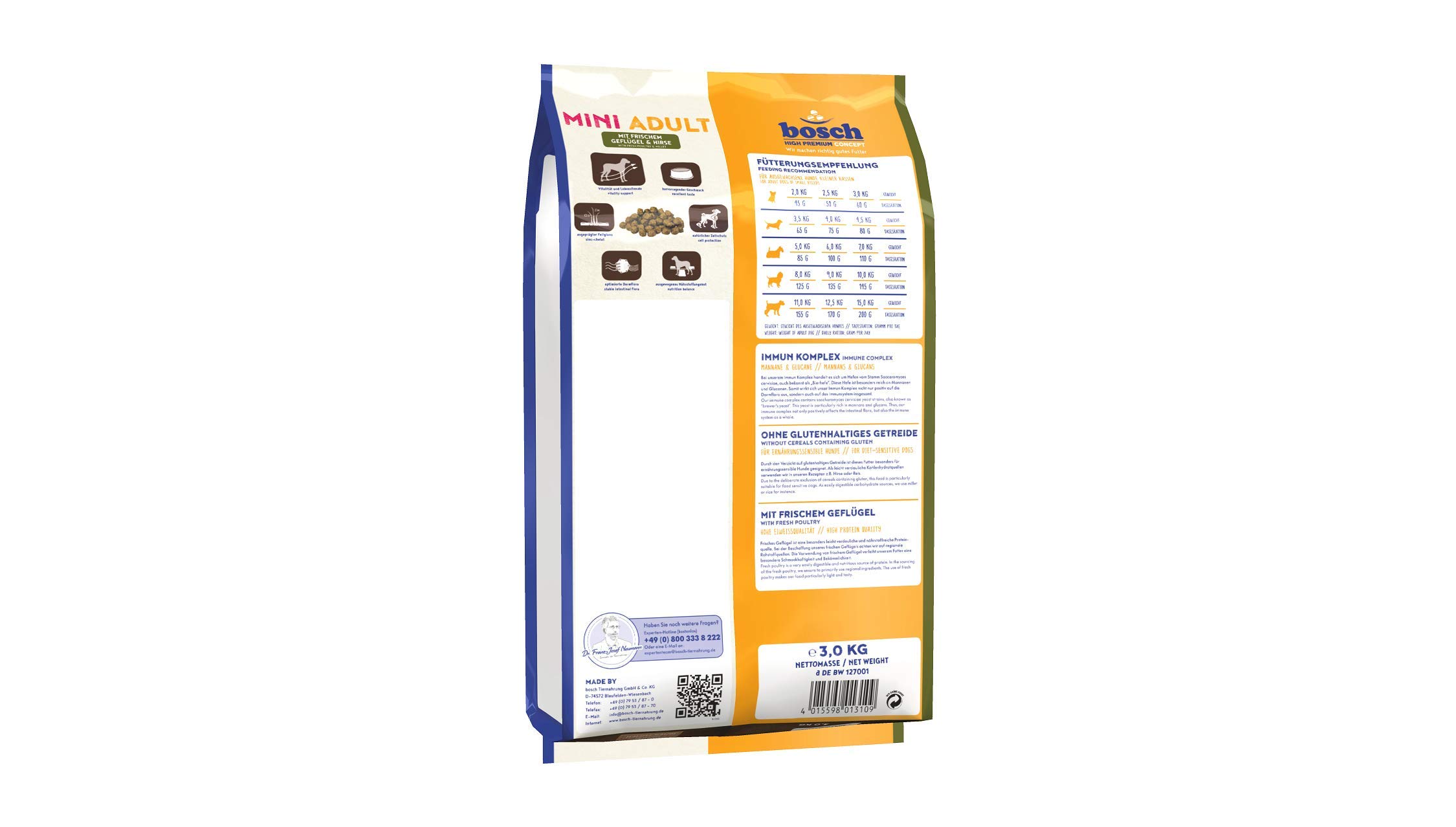 Bosch HPC Mini Adult - avec de la volaille fraîche et du Millet - Croquettes pour Chiens Adultes de Petites Races (jusqu'à 15 kg) - 3 kg (Lot de 2)