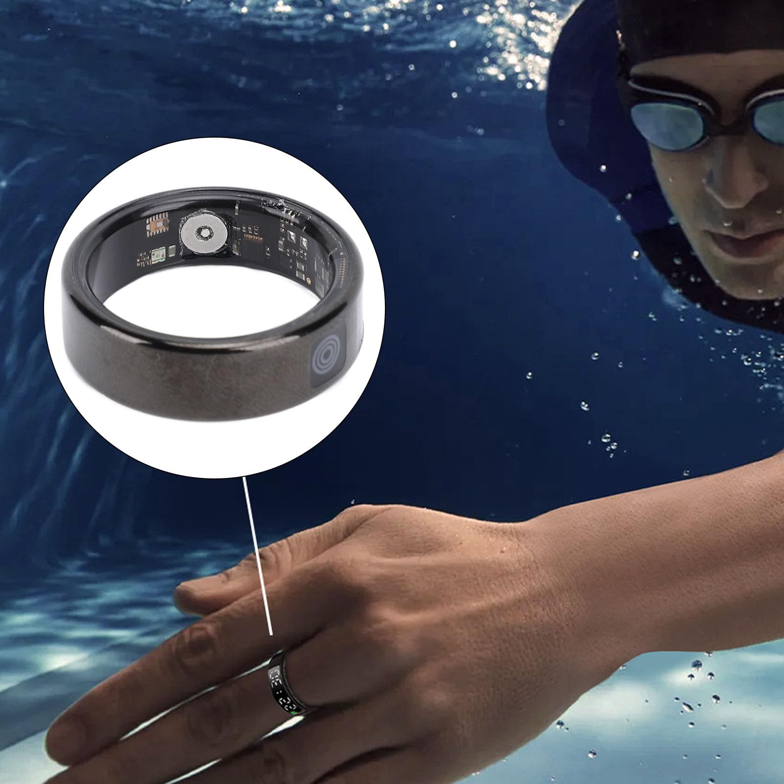 VBESTLIFE Anillo Inteligente con Pantalla, Rastreador de Acondicionamiento de Aptitud de Acero Inoxidable con Múltiples Modos Deportivos a Prueba de (ID 19.9 mm / 0.78in)