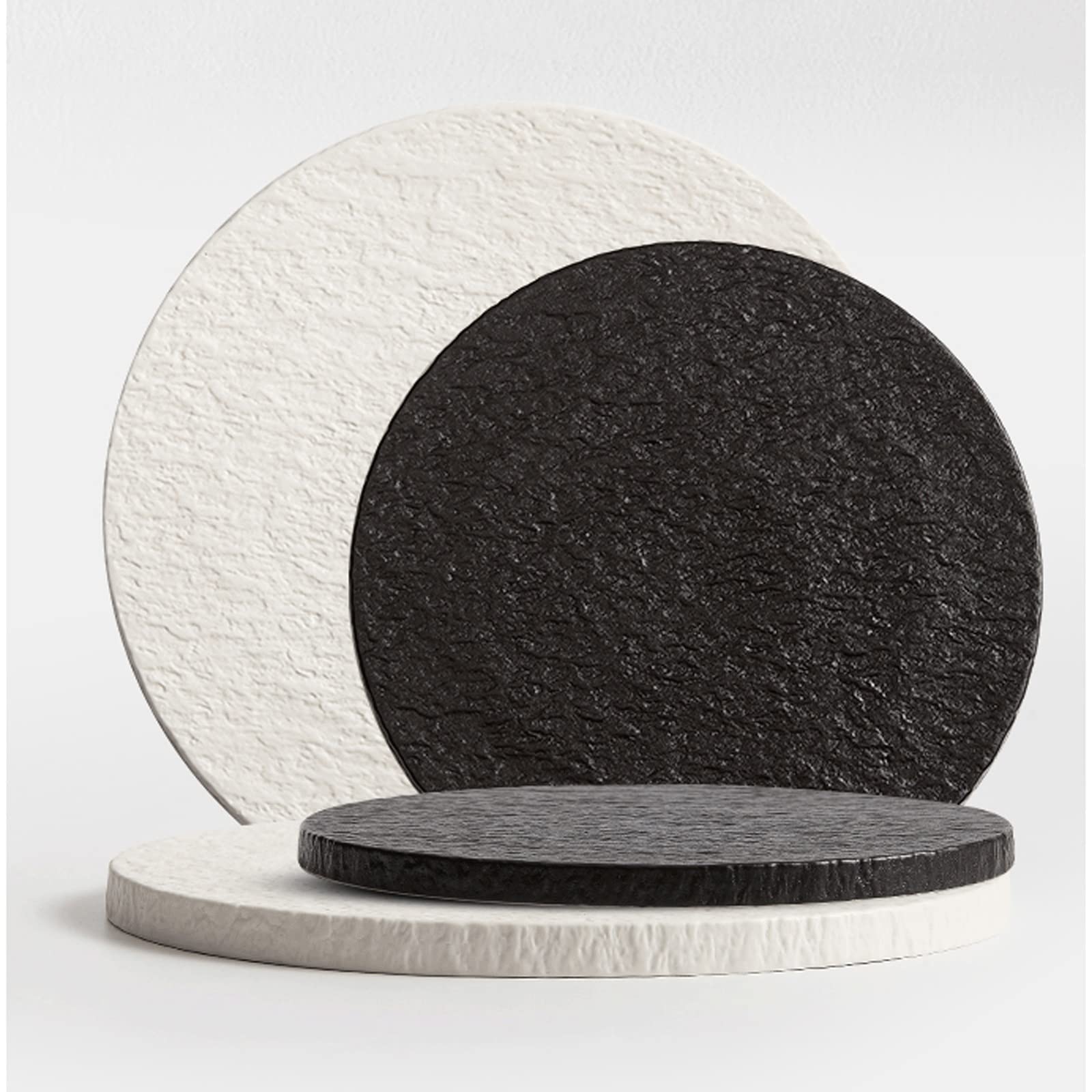 Foodservice Vassoio Vassoio Rotondo Vassoio for Serving Vassoio in Ceramica Vassoio Dessert Sushi Piastra Cucina Party Home Decor Bianco Nero per Feste, Tavolo, Cucina (Size : B)
