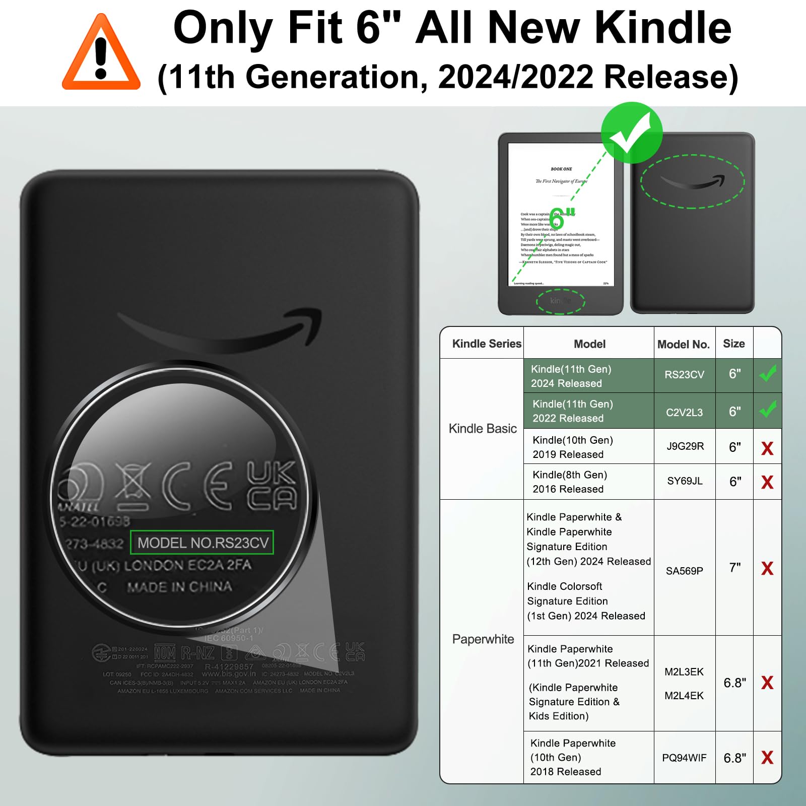 MoKo MoKo Detachable Magnetic Case for All-New Kindle (11th Generation-2024/2022 Release) 6 Inch,Ultra Clear Back Scratch-Proof Light & Shell Cover with Auto Wake/Sleep, Matcha in use