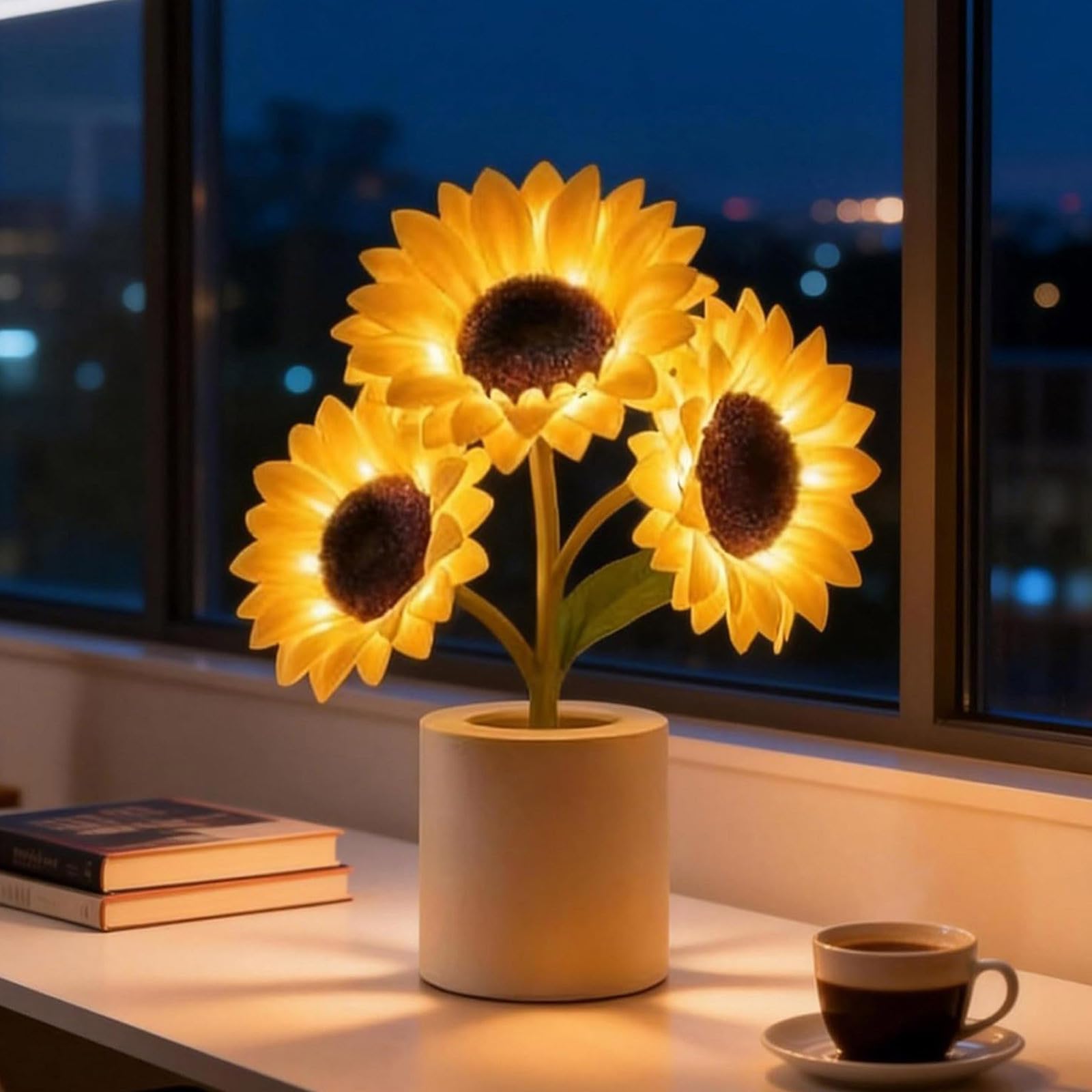 Shimmering Sunflower Lamp, Touch Dimming Flower Table Lamp, Rechargeable Flower LED Lamp for Bedrooms,Home Decoration,Artificial Sunflower LED Simulation Night Light for Mom,Wife,Friend,Wedding (1PC)