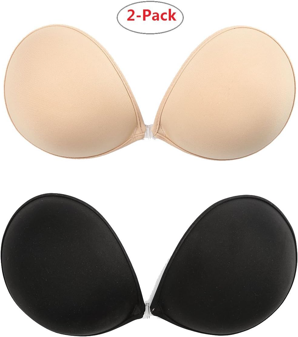 2-Packs Self Adhesive Bra, Strong Sticky, Silicone Invisible Push Up Bra