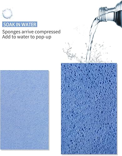 Miniatura 4 de Esponjas desplegables de celulosa, grandes, naturales y comprimidas, múltiples usos para lavar platos, limpieza de cocina, paquete de 8