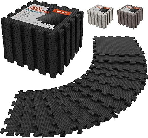 AIRHOP Tapete de 18 azulejos para gimnasio, rompecabezas de espuma EVA, azulejos de espuma entrelazados de alta densidad para gimnasio en casa,