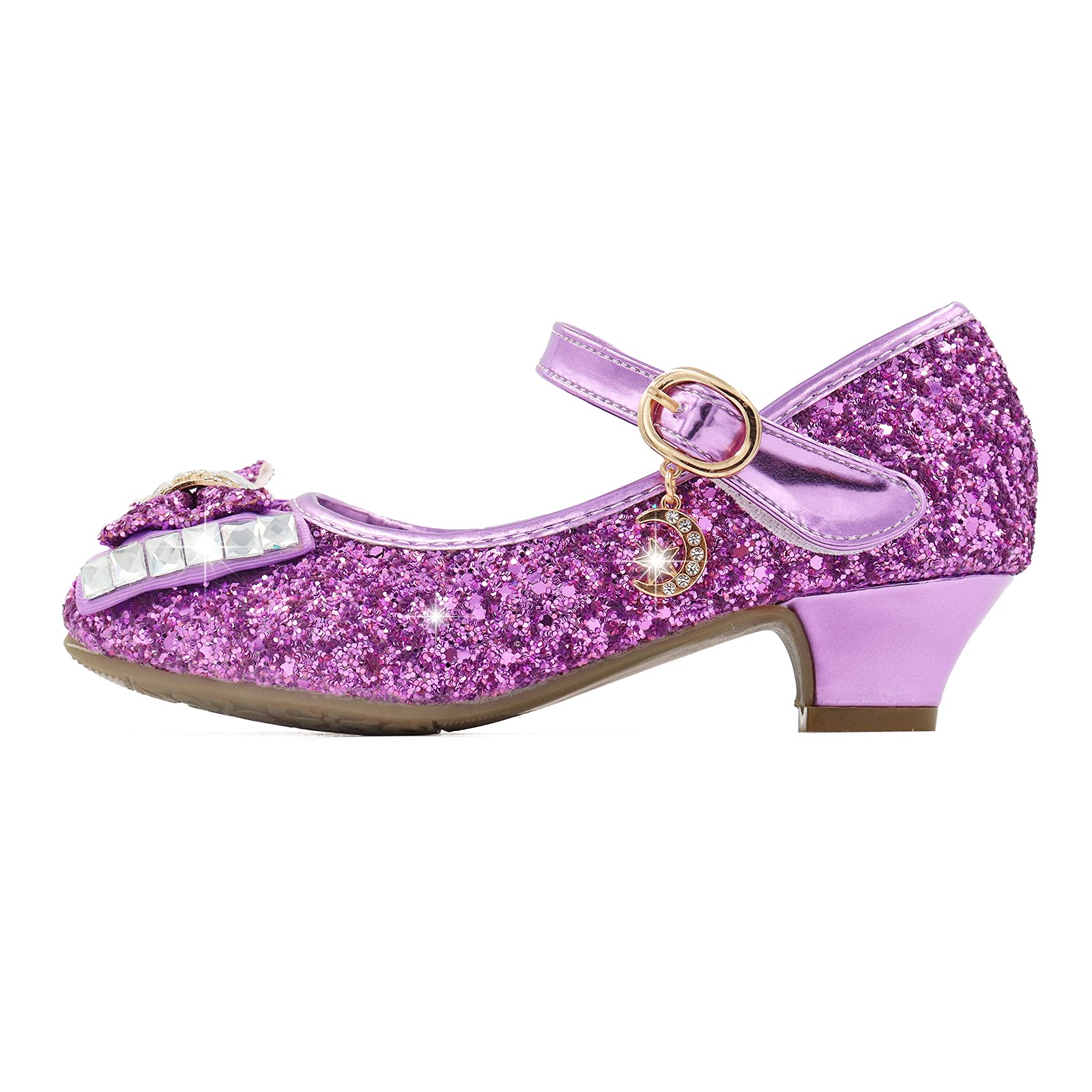Prinzessin Schuhe Mädchen Glitzer Schuhe Kinder Stöckelschuhe Mädchen Pailletten Prinzessin Cosplay Schuhe Partys Hochzeiten Klett Sandalen Elegante Mädchen Schuhe mit Absatz - 2