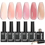 Beetles Nude Gel Nail Polish Set - 6 Colors Nude Pink Brown Neutral Jelly Gel Polish Kit Sheer Translucent Effect Soak Off UV Nail Art Design Drunken Rose Collection Manicure Gift for Women