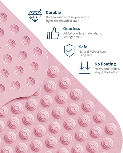 Miniatura 2 de Tapete para bañera antideslizante sin ventosas, 39 x 16 pulgadas, extra largo, para ducha, baño, lavable a máquina, de goma natural (39 x 16