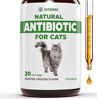 Cat Antibiotic for Infections, UTIs, Respiratory Moments, Cold, & Allergies | Antibiotics for Cats of All Ages & Breeds | Chicken Flavor | 1 fl oz | (1)
