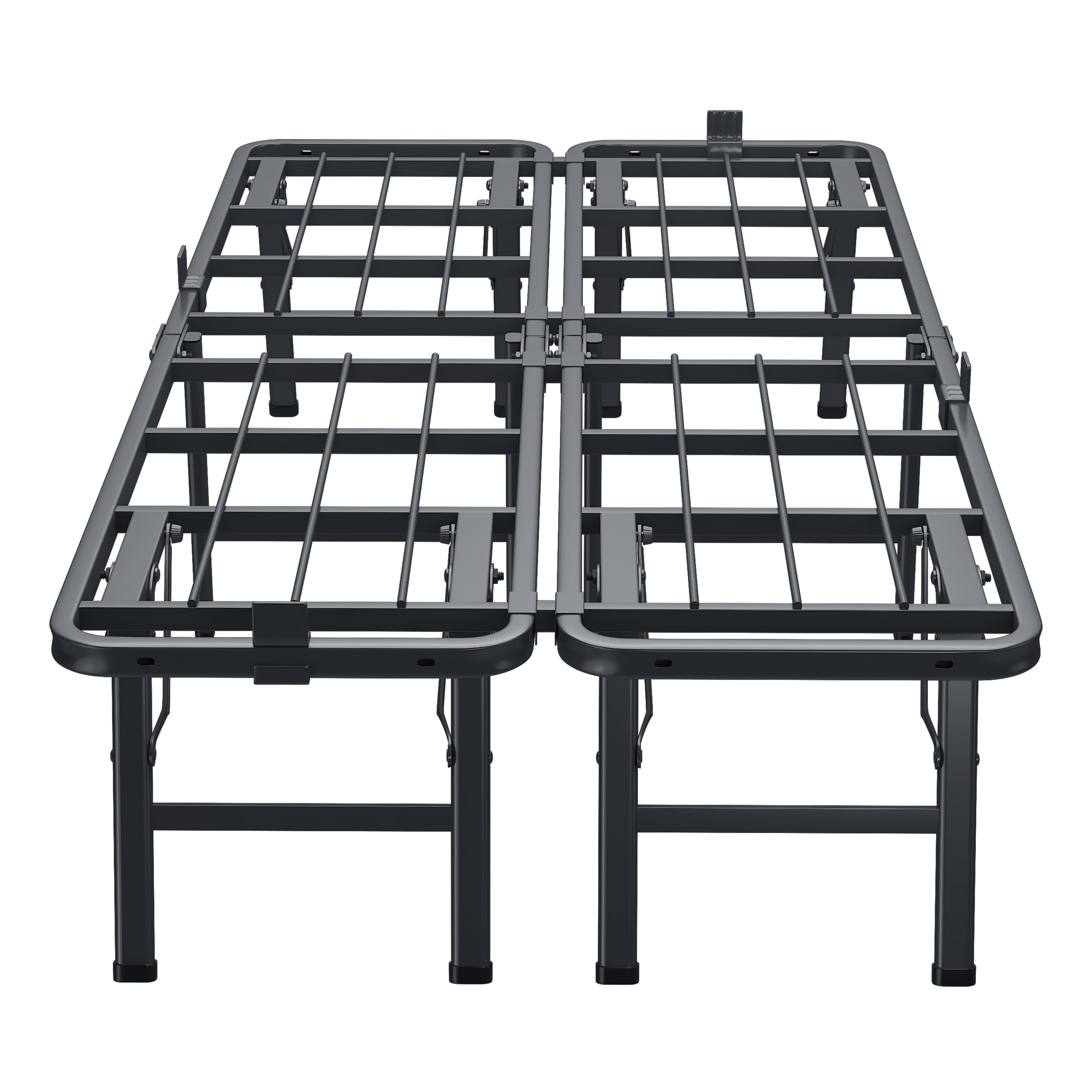 VIPSHOW14 Inch Twin Metal Bed Frame Folding Bed Frame Tool-Free Assembly Mattress Foundation No Box Spring Needed Platform 2500lbs Heavy Duty Steel Slats, Noise-Free, Easy Assembly, black