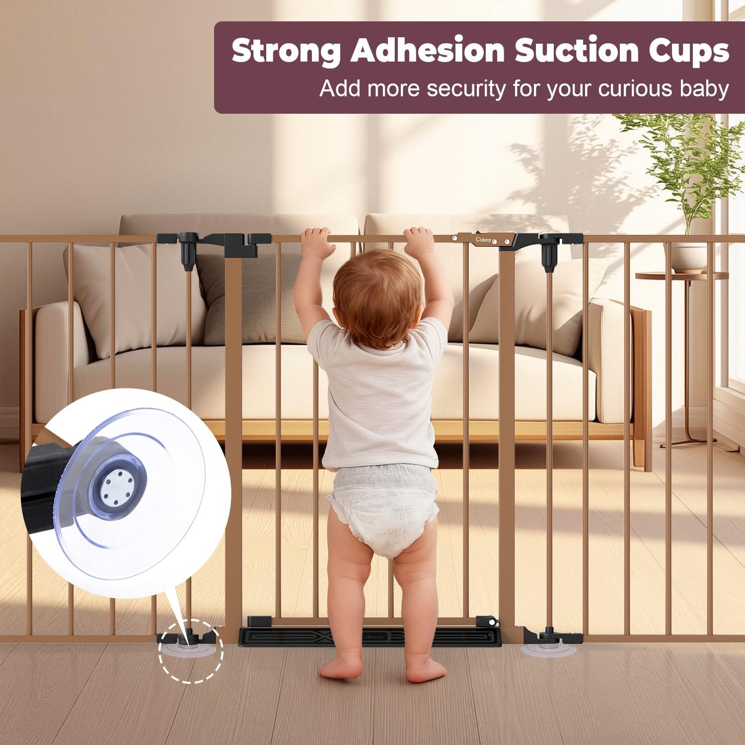 78" Extra Wide Baby Gate, Dog Gates Indoor for Doorways Stairs, Essential Safety Gate for Child, Hardware Mounted Adjustable Pet Gate with Anti-Trip Pedal, 28'' Tall 3 Metal Panels Brown