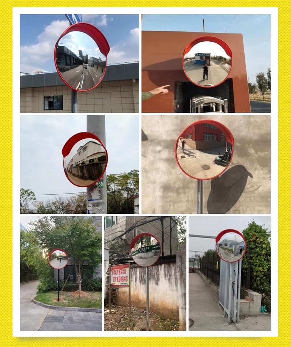 Lustro wypukłe bezpieczeństwa, lustro drogowe, lustro narożne zewnętrzne lusterko bezpieczeństwa, dla biznesu, garażu, magazynu, biura, na zewnątrz, 60 cm/24 cale wewnątrz-75 cm/29 cali