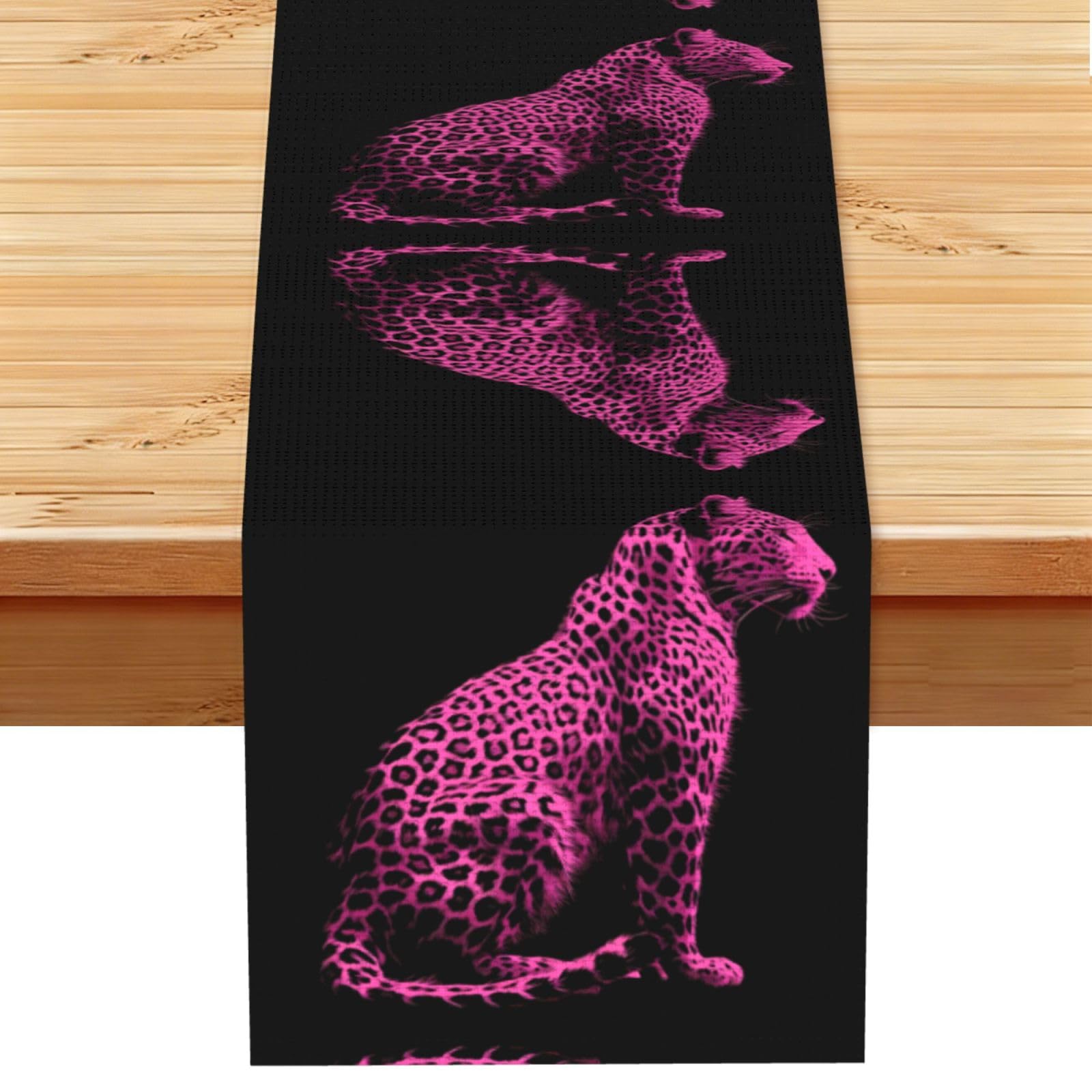 Purple leopard Linen Feel Table Runner Wedding Party Home Decoration